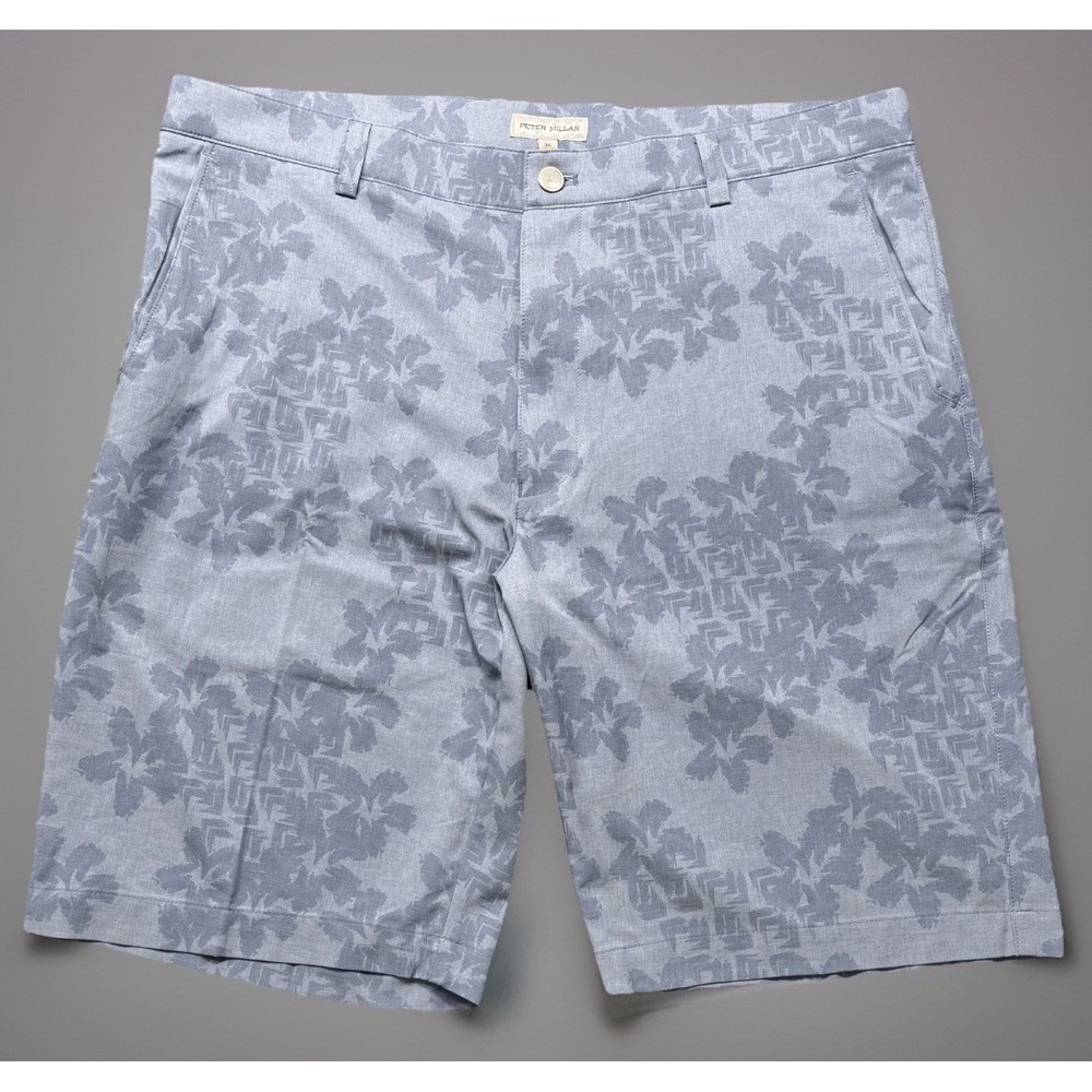 Peter Millar Crown Sport Salem Shorts Men's 36 Golf Blue Tropical Floral